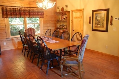 Communal dining table for retreat meals